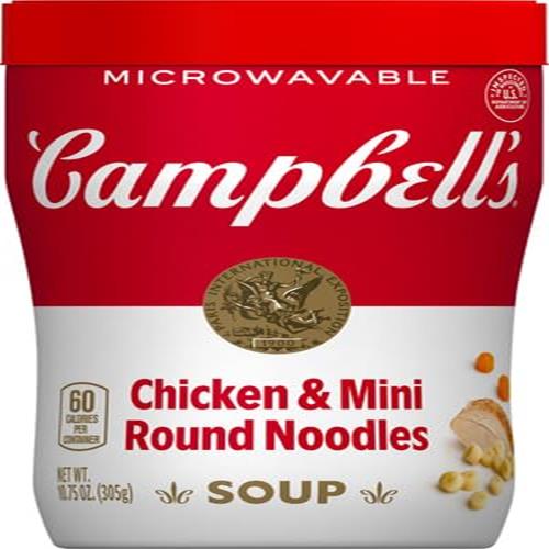 Campbells Sipping Soup, Chicken & Mini Round Noodle Soup, 10.75 Oz Microwavable Cup