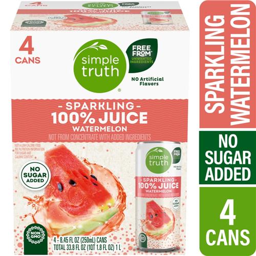 Simple Truth Sparkling 100% Watermelon Juice Cans 4 cans / 8.45 fl oz