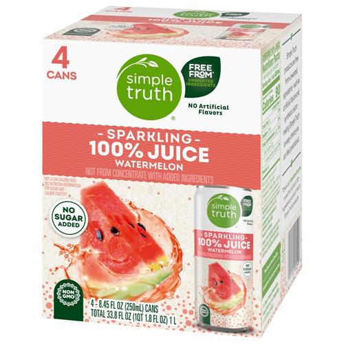Simple Truth Sparkling 100% Watermelon Juice Cans 4 cans / 8.45 fl oz