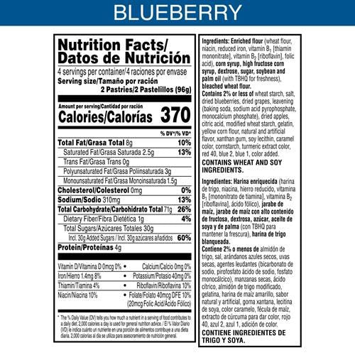Pop-Tarts Toaster Pastries, Breakfast Foods, Kids Snacks, Frosted Blueberry, 13.5Oz Box (8 Pop-Tarts)
