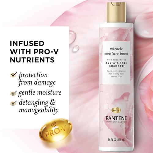 Pantene Nutrient Blends Miracle Moisture Boost Rose Water Shampoo & Conditioner Dual Pack For Dry Hair, Sulfate Free