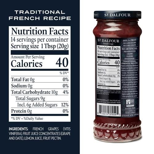 St. Dalfour French Grape Fruit Spread - 10Oz - 100% From Fruit, No Artificial Ingredients, Non-Gmo, No Cane Sugars, All Natural, Made In France