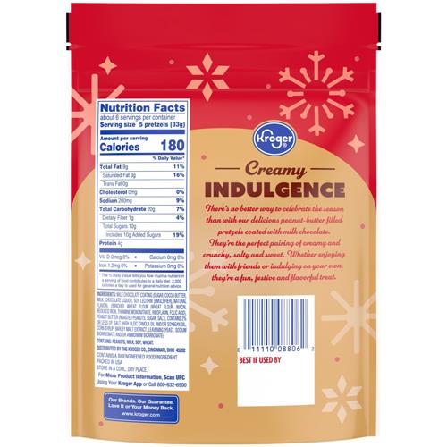 Kroger Milk Chocolate-Covered Peanut Butter-Filled Pretzels 7 oz