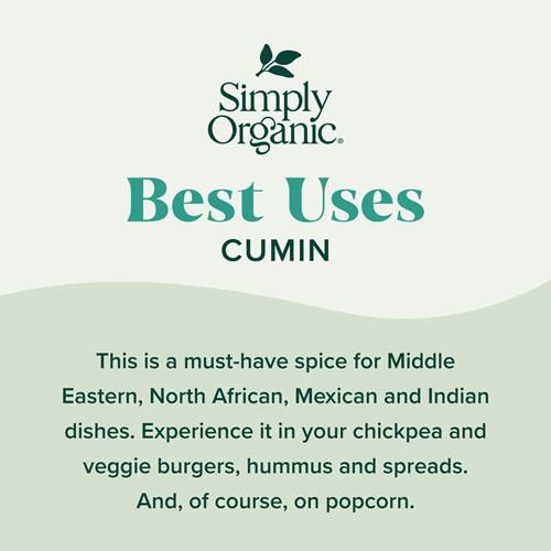 Simply Organic Ground Cumin Seed, 2.31 Ounce Glass Jar, Rich, Warm, Complex Earthy Spice Flavor, Certified Organic, Kosher