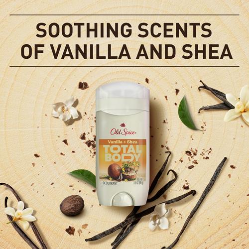 Old Spice Whole Body Deodorant Stick For Men, Aluminum Free, Vanilla + Shea Scent, 24/7 Odor Protection, 24/7 Lasting Freshness, Dermatologist Tested, Gentle On Skin, Safe To Use All Over, 3.0 Oz