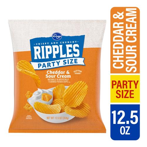Kroger Cheddar & Sour Cream Ripples Potato Chips Family Size 12.5 oz