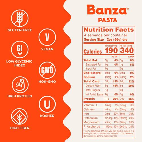 Banza Shells Pasta From Chickpeas - Gluten Free, High Protein, And Lower Carb Protein Shells Chickpea Pasta - 8Oz