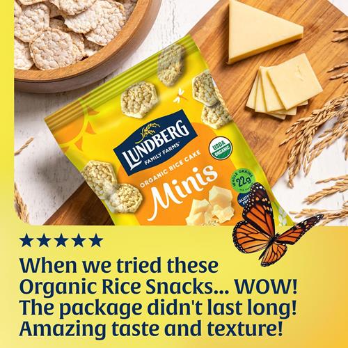 Lundberg Organic White Cheddar Rice Cake Minis, 5 Ounce, Gluten-Free, Usda Certified Organic, Non-Gmo Verified, Whole Grain Brown Rice