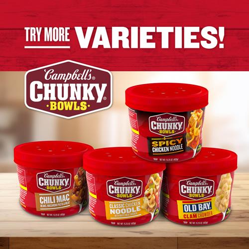 Campbells Chunky Soup, Classic Chicken Noodle Soup, 15.25 Oz Microwavable Bowl