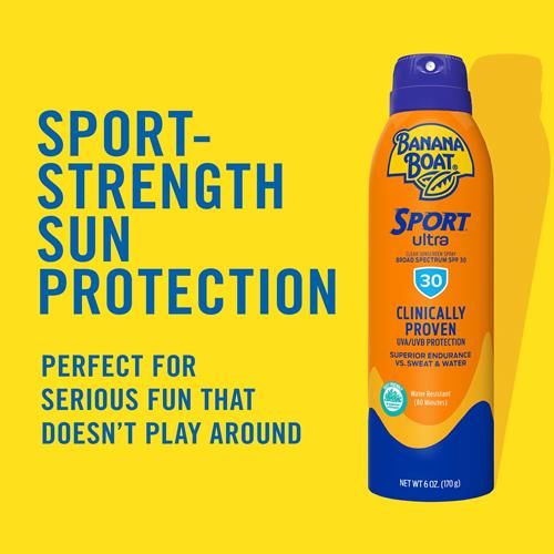 Banana Boat Sport Ultra Spf 30 Sunscreen Spray, 6Oz | Banana Boat Sunscreen Spf 30, Water Resistant, Oxybenzone-Free, Clear Sunblock Spray, 6Oz