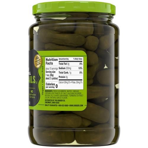 Kroger Whole Kosher Dill Cocktail Pickles 24 fl oz