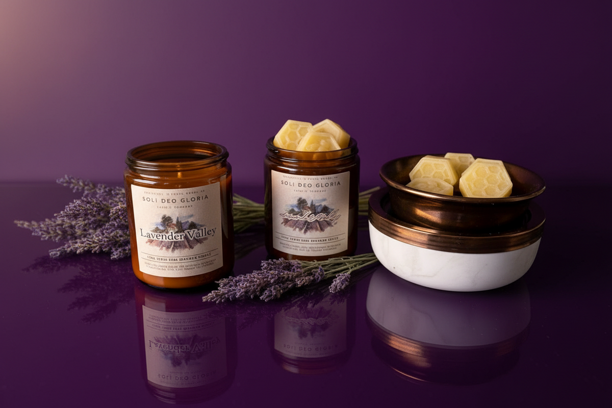 Lavender Valley Beeswax Candle | Organic Essential Oil Infused