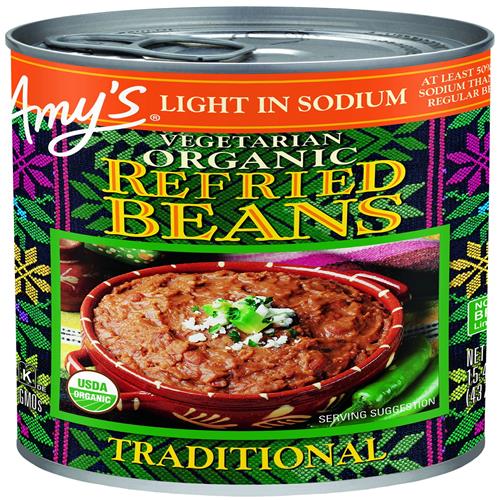 Amys Organic Refried Beans Canned, Traditional Beans Light In Sodium, Vegan. Gluten Free And Vegetarian, 15.4 Oz