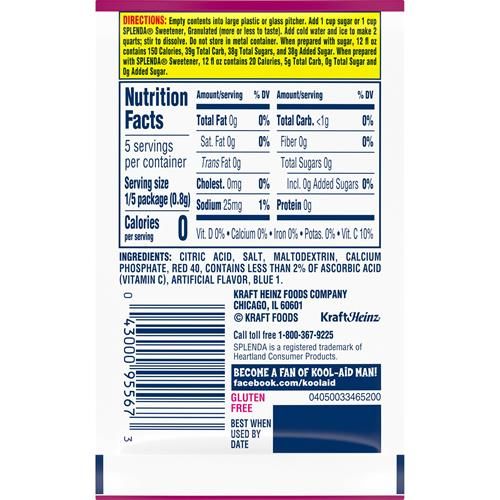 Kool-Aid Unsweetened Black Cherry Powdered Soft Drink Mix, 0.13 Oz Packet
