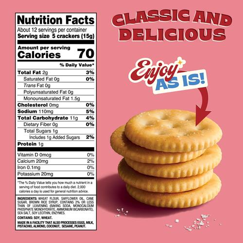 Back To Nature Classic Round Crackers - Dairy Free, Non-Gmo, Made With Wheat Flour & Sea Salt, Delicious & Quality Snacks, 6.5 Ounce