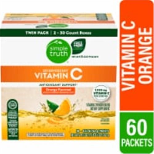 Simple Truth Effervescent Vitamin C Powder Packets Orange 1000mg Twin Pack 60 ct / 0.32 oz