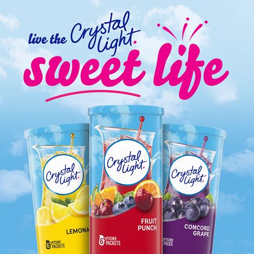 Crystal Light Sugar-Free Fruit Punch Low Calories Powdered Drink Mix 6 Count Pitcher Packets