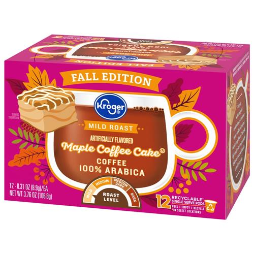 Kroger Mild Roast Maple Coffee Cake Coffee Pods 12 ct / 0.31 oz