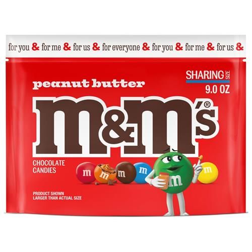 M&Ms Peanut Butter Milk Chocolate Candy, Sharing Size, 9 Oz Bag