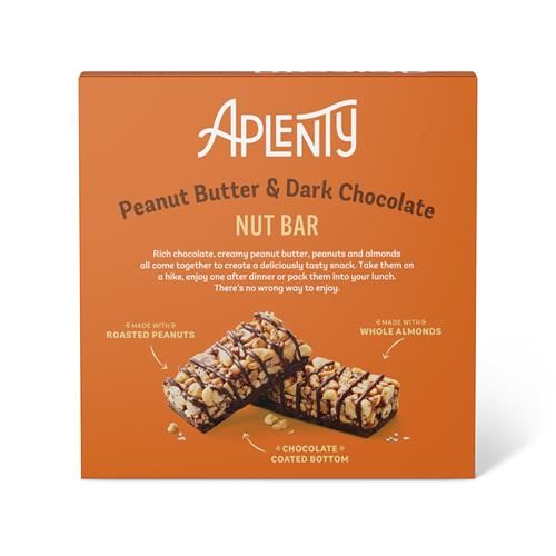 Aplenty,Peanut Butter & Dark Chocolate Nut Bar, 6 Count