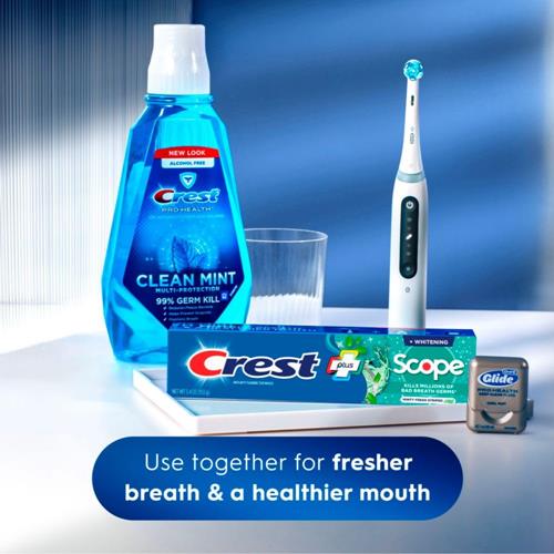 Crest + Scope Whitening Toothpaste, 5.4 Oz Tubes - Anticavity Fluoride Toothpaste, Fresh Breath, Kills Germs - Tartar Protection, Enamel Protection - Minty Fresh Flavor
