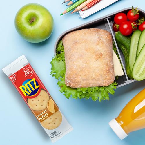 Ritz Peanut Butter Sandwich Crackers, Lunch Snacks, 8 Snack Packs (6 Crackers Per Pack)