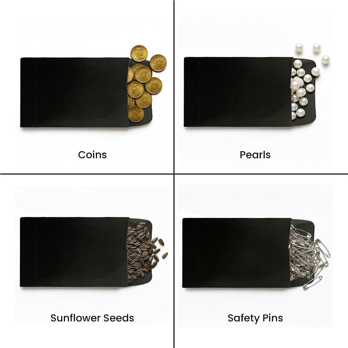 100 Pack #1 Black Small Coin Envelopes, 2¼"X3½" Paper | 130 GSM Paper, Gummed Flap, Seed Packets, Cash, Keys, Small Parts Storage, Mini Envelopes