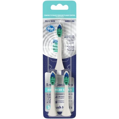 Kroger Smile Sonic Pro Advanced Clean Medium Replacement Brush Heads 3 ct