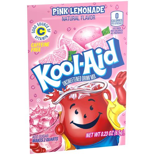 Kool-Aid Unsweetened Caffiene Free Pink Lemonade Zero Calories Powdered Drink Mix 1 Count Pitcher Packet