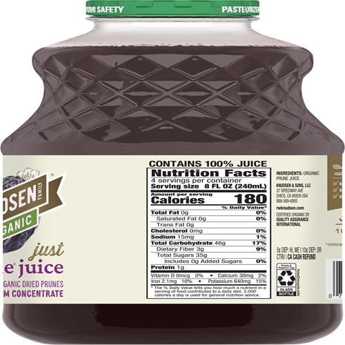 R.W. Knudsen, Organic Just Prune Juice, 32 Fl Oz Bottle