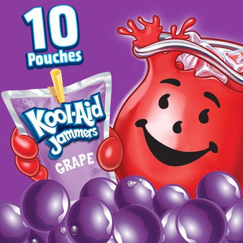 Kool-Aid Jammers Grape Flavored Drink, 10 Ct Box, 6 Fl Oz Pouches