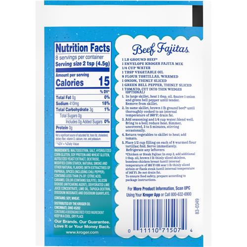 Kroger Fajita Seasoning Mix 1.27 oz
