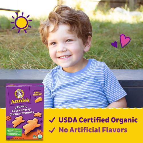 Annies Organic Cheddar Bunnies Snack Crackers, Extra Cheddar, Baked With Real Cheese, 7.5 Oz