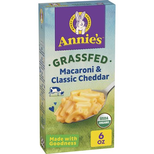 Annies Organic Macaroni And Cheese, Classic Mild Cheddar, Grassfed, 6 Oz