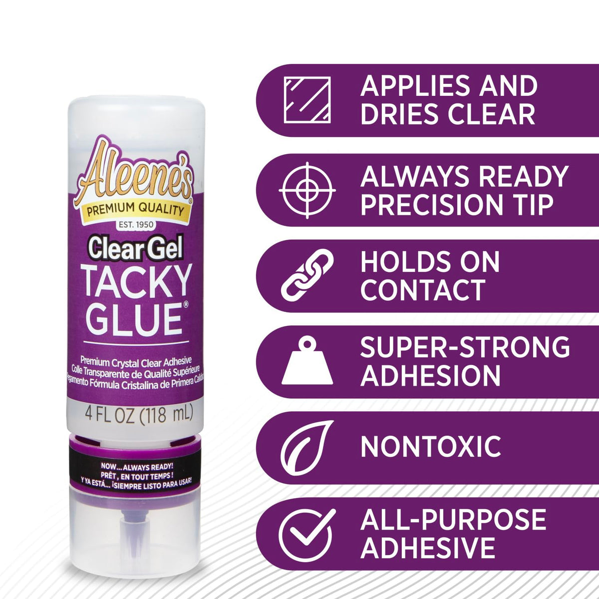 Clear Gel Tacky Glue for Crafts in Always Ready Bottle, Nontoxic, Applies and Dries Clear, 4 Fl Oz