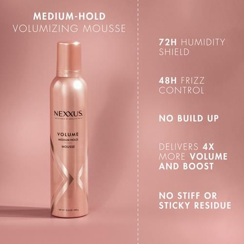 Nexxus Volumizing Foam Hair Mousse, Volume Volumizing Mousse, Hair Styling Mousse, Pink, 10.6 Ounce (Pack Of 1)