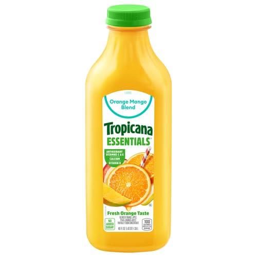 Tropicana Essentials 100% Orange Mango Juice Blend, No Pulp, Calcium + Vitamins C, D, E, No Added Sugar, 46 Fl Oz Bottle