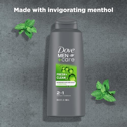 Dove Men + Care Fortifying 2-In-1 Shampoo And Conditioner Fresh And Clean With Caffeine For Everyday Care Helps Strengthen And Nourish Hair 20.4 Oz