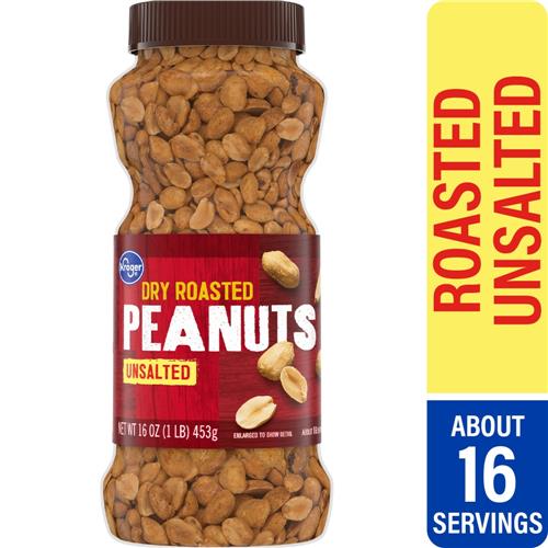 Kroger Unsalted Dry Roasted Peanuts 16 oz