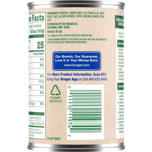 Kroger Italian Style Diced Tomatoes 14.5 oz