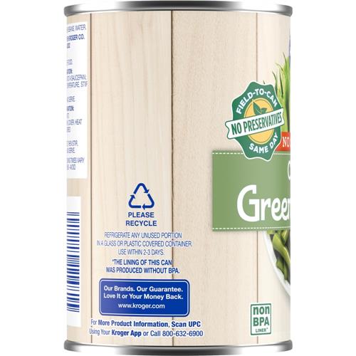Kroger No Salt Cut Canned Green Beans 14.5 oz