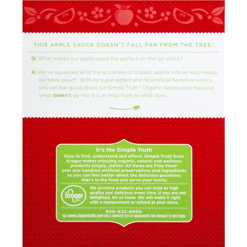Simple Truth Organic Unsweetened Applesauce Pouches 4 ct / 3.2 oz