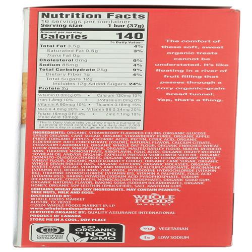 Whole Foods Market Organic Strawberry Fruit And Grain Bars, 20.8 Ounce, 16 Count