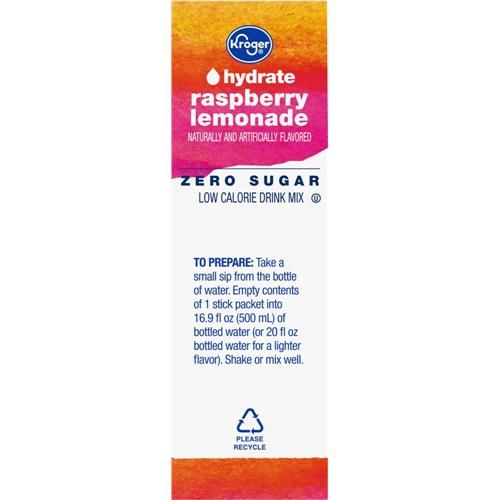 Kroger Hydrate Zero Sugar Raspberry Lemonade Drink Mix Packets 10 packets