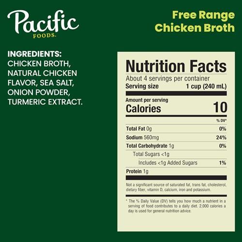 Pacific Foods Free Range Chicken Broth, 32 Oz Carton