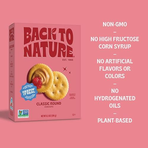 Back To Nature Classic Round Crackers - Dairy Free, Non-Gmo, Made With Wheat Flour & Sea Salt, Delicious & Quality Snacks, 6.5 Ounce