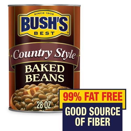 Bushs Best Canned Country Style Baked Beans, Source Of Plant Based Protein And Fiber, Low Fat, Gluten Free, 28 Oz