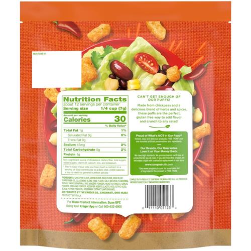 Simple Truth Gluten Free Chipotle Pepper Chickpea Puffs Salad Toppers 3 oz