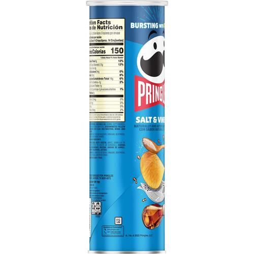 Pringles Potato Crisps Chips, Lunch Snacks, On-The-Go Snacks, Salt And Vinegar, 5.5Oz Can (1 Can)