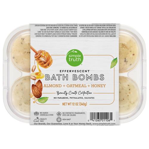 Simple Truth Beauty Crate Almond Oatmeal & Honey Effervescent Bath Bombs 6 ct